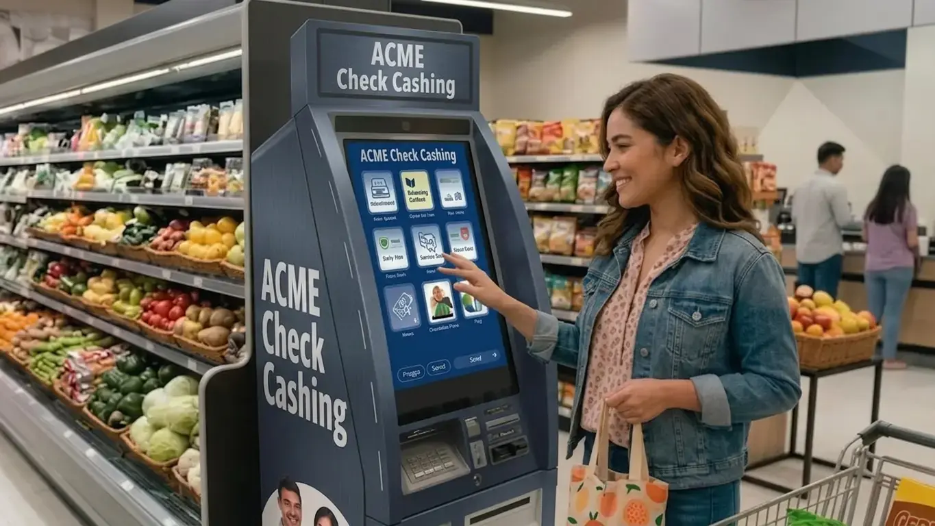 A customer using a Maya self-service kiosk